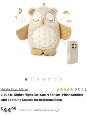 Cloud B Beige Cream Nighty Owl Plush Soother with Sound Module